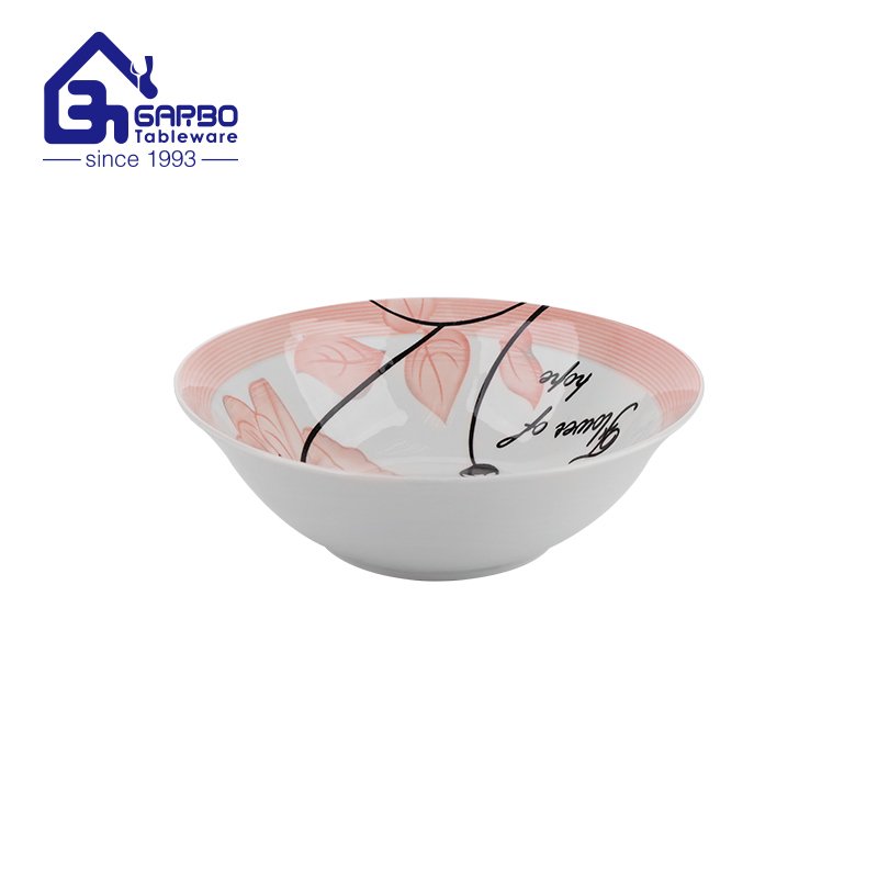 Stock clear white big ceramic bowl with engraved design porcelain soup bowl for family