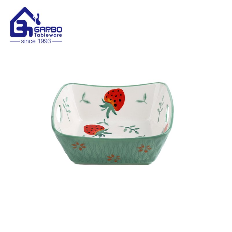 Rectangle hand paint  deep ceramic porcelain baking plate kitenchen cake cooking item