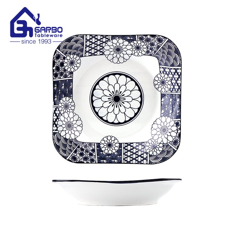 Wholesale 9.84” ceramic plate with underglazed printing for home usage