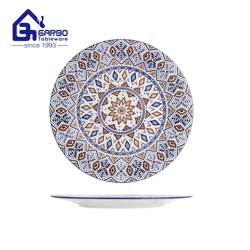 Wholesale 9.84” ceramic plate with underglazed printing for home usage