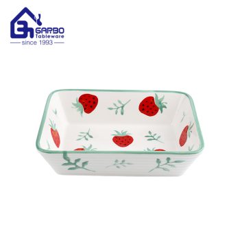 Rectángulo mano pintura profunda cerámica porcelana plato para hornear kitenchen pastel cocina artículo