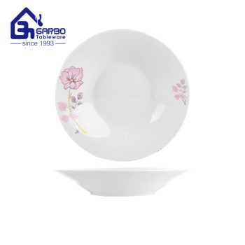 Assiette à soupe en grès de 8.86 pouces avec motif d'impression de décalque de fleurs à vendre